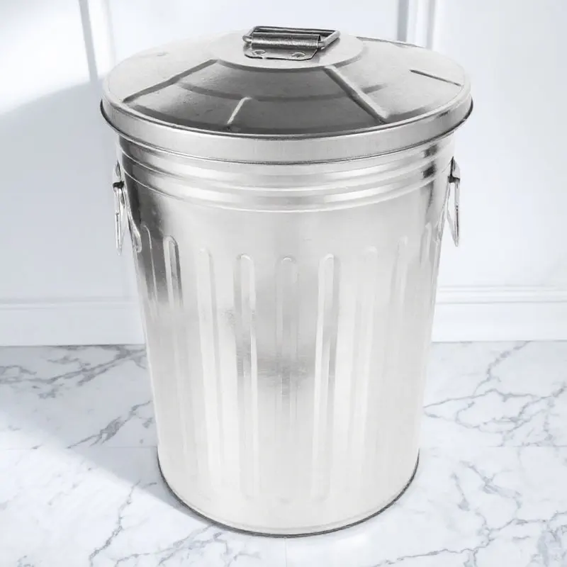 

Большой оцинкованный уличный мусорный бак с крышкой для двора, декоративный