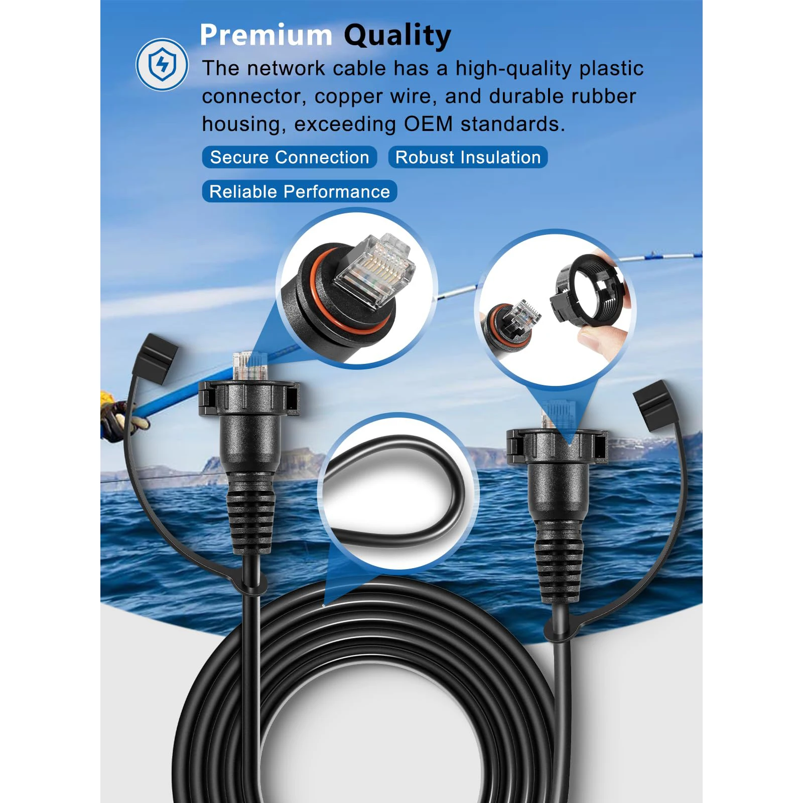 Marine RJ45 für Garmin Navigationsgeräte 010-10550-00 Marine-Netzwerkkabel, GMS 10 Kabel 10 Fuß mit Split-Stecker – Detail 4