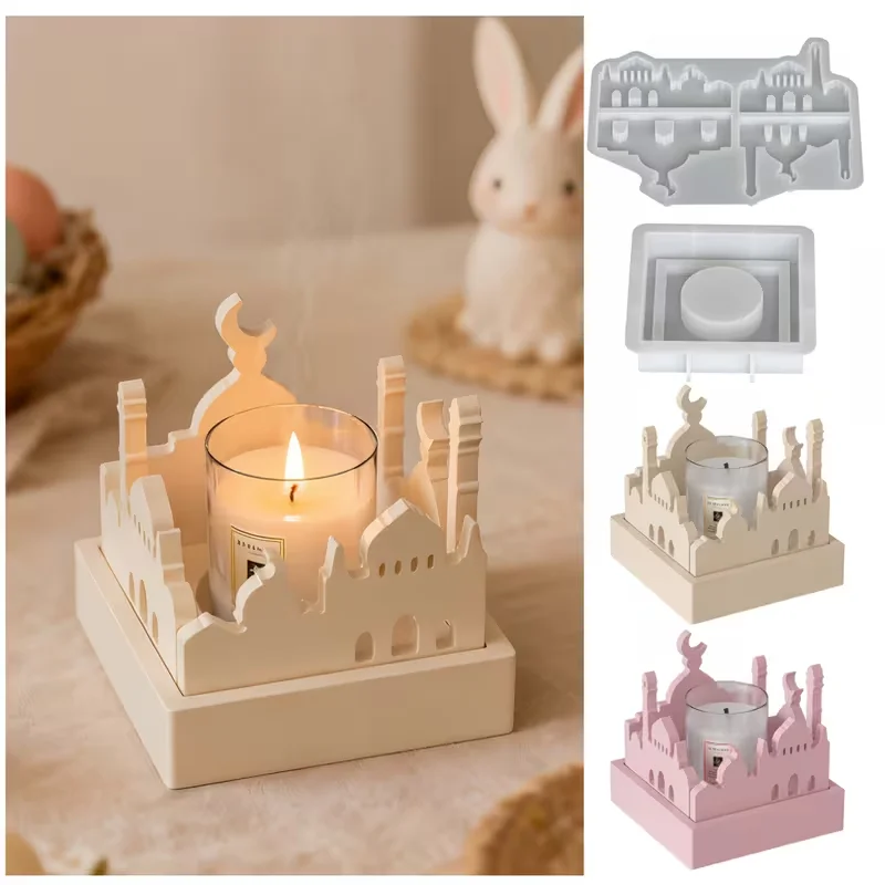 

Silicone Houses Moulds Candlestick Moulds Home Ornament Moulds Silicone Texture for Art and Craft Enthusiasts Reusable Candle