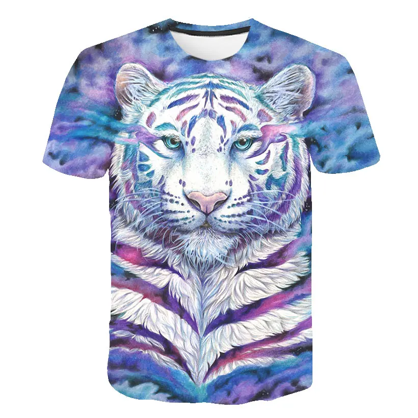 Children Tiger Animal T-shirt Summer Kids Game Tiger T Shirts Boys Girls Teens Cartoon Animal  Tshirt Children Animal Tiger Tee