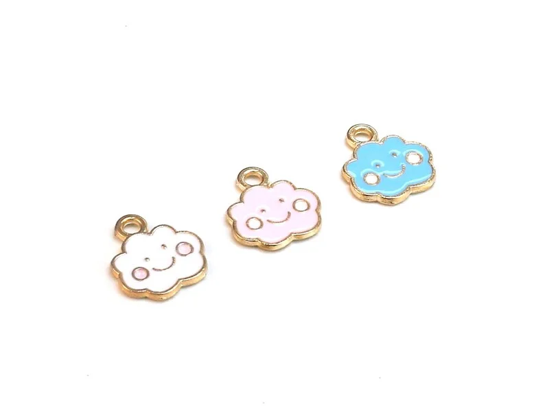 

10pcs Enamel Smile Cloud Charm, Cloud Earring Charms, Bracelet Charms, Gold Tone, Earring Findings, Jewelry Making DY87