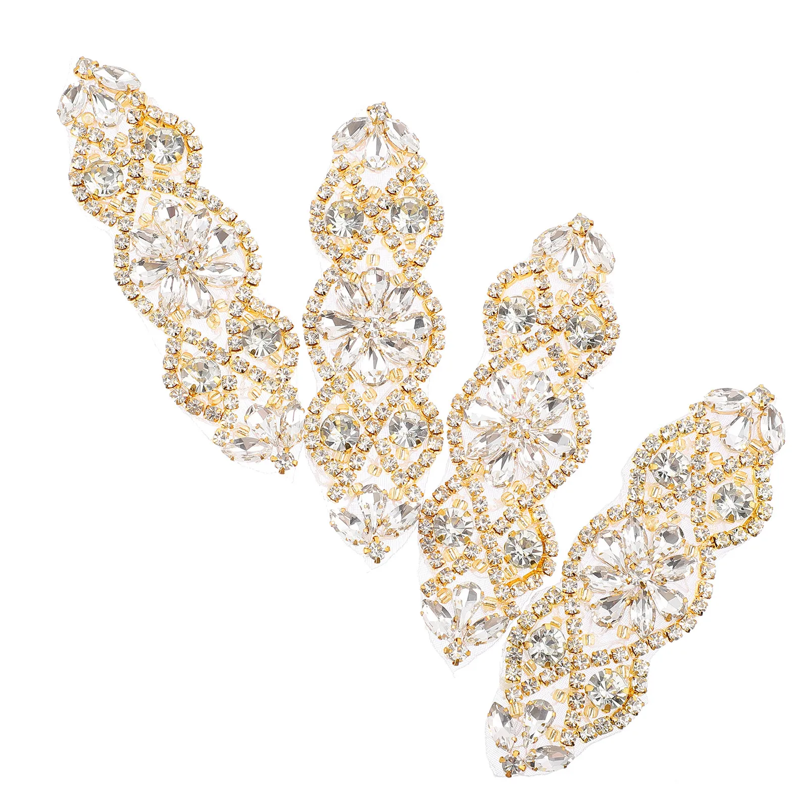 

Набор из 4 аппликаций со стразами для платья, элегантная нашивка-пояс, блестящий декор для одежды и рукоделия, термоклеевая основа