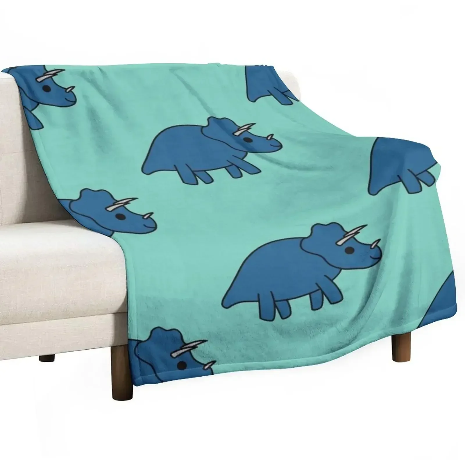 Cute Kawaii Triceratops Dino Throw Blanket Flannel Plush Custom Sleeping Bag Baby Travel Blankets