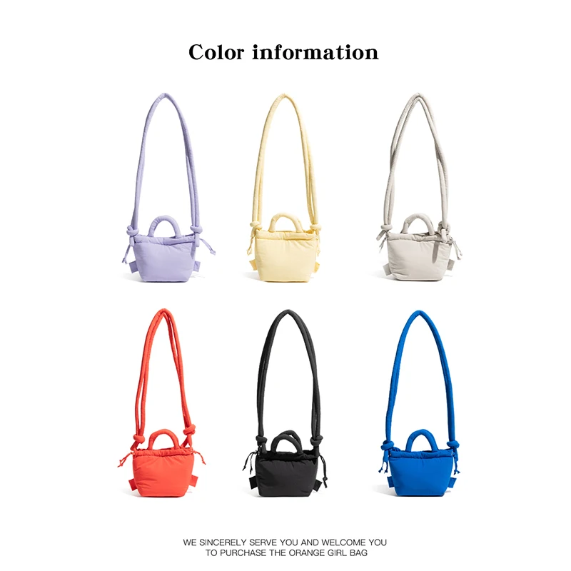 MABULA Small Puffy Purse Simple Cotton Padding Messenger Candy Color Handbag Brand Designer Ladies Backpack for Travel Daily