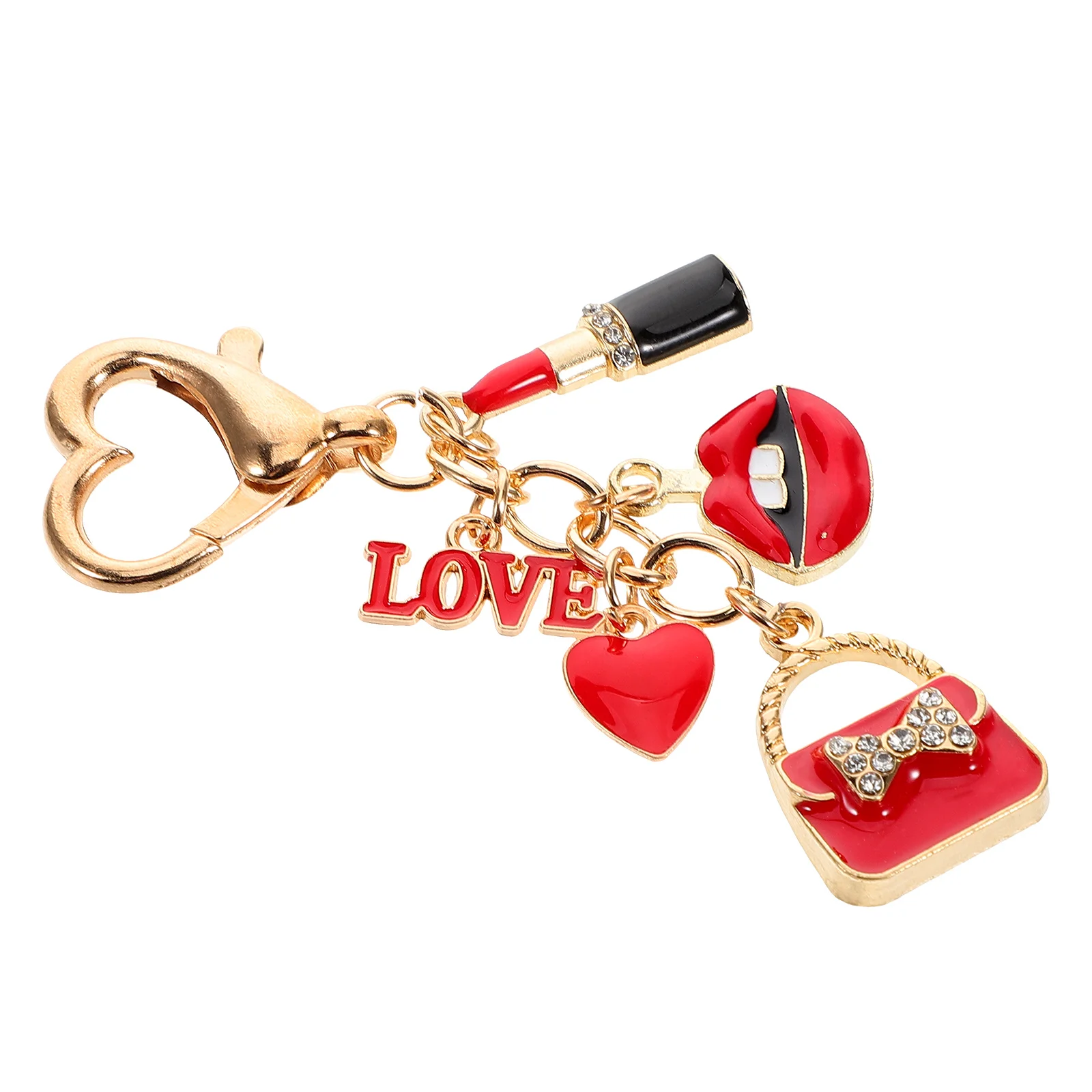 

Key Chain Bag Charm Handbag Pendant Personality Heart Keychain Rhinestone Bulk Charms Zinc Alloy Crystal