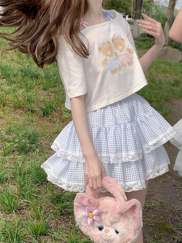 Original Mysterious Rabbit Girl Japanese Style Soft Sister Ballet Half-length Elastic Cake Lace Versatile Built-in Safety Pan...