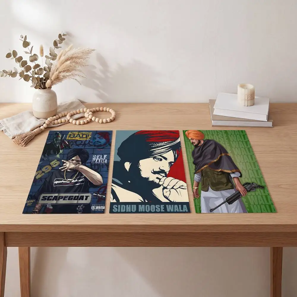 Sidhu Moose Wala Singer Anime Poster Self-adhesive Art Waterproof Paper Sticker Coffee House Bar Room Wall Decor