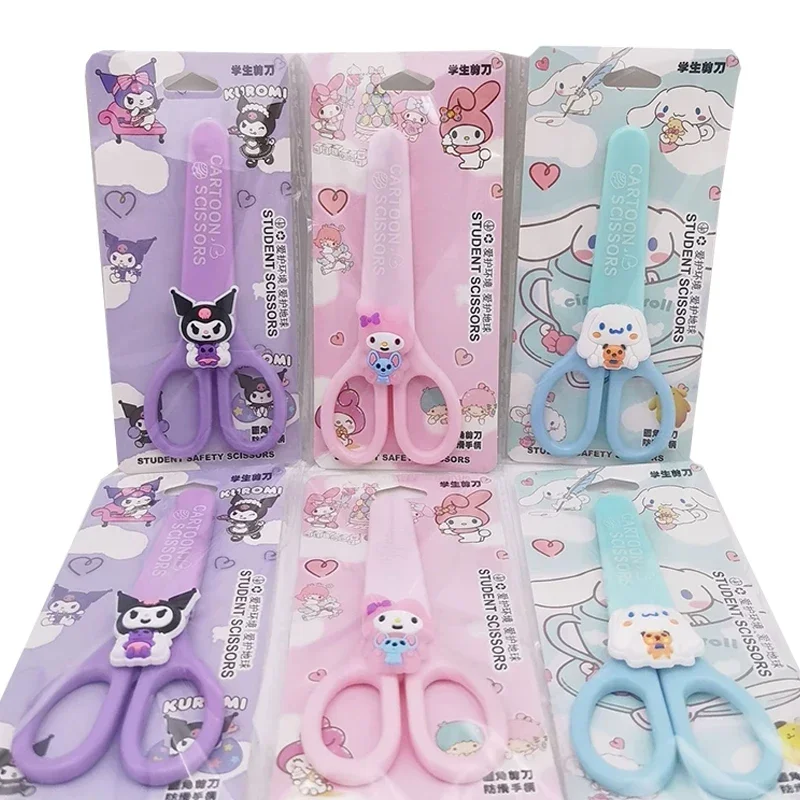 Cute Sanrio Mymelody Kuromi Cinnamoroll Multifunctional Stainless Steel Hand Scissors Mini Portable Kawaii Art Scissors School