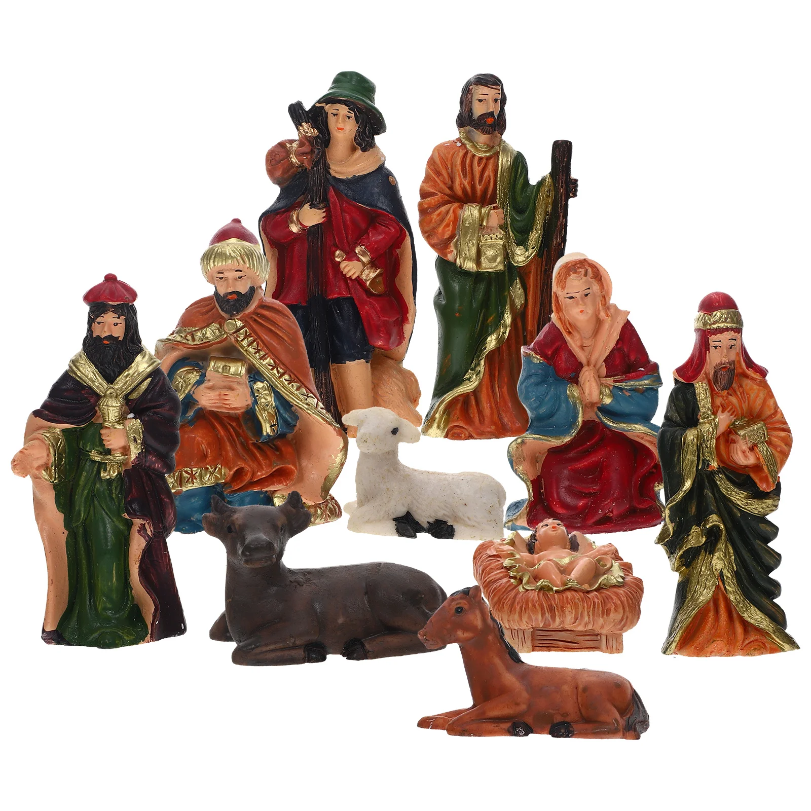 

10 Piece Jesus Nativity Set Resin Christmas Decor Small Ornaments Household Figurines Delicate Statue Religious