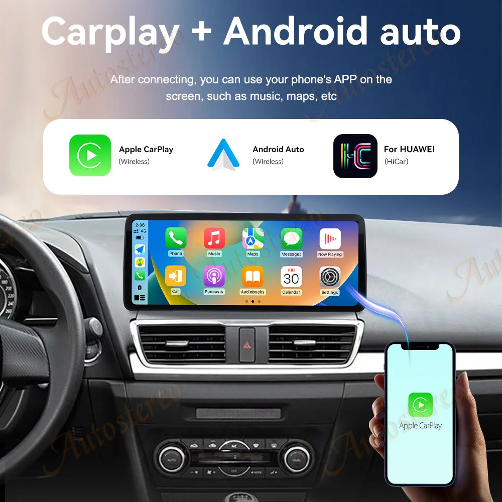 

Автомобильные аксессуары, 12,3-дюймовый экран, автомобильный GPS-навигатор, головное устройство, мультимедийный плеер, автомобильное радио, Android 13, для Mazda Axela 2014-2019