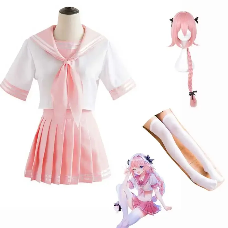 Disfraz de Fate/Apocrypha Astolfo para mujer, uniforme escolar de marinero japonés, disfraz de Halloween