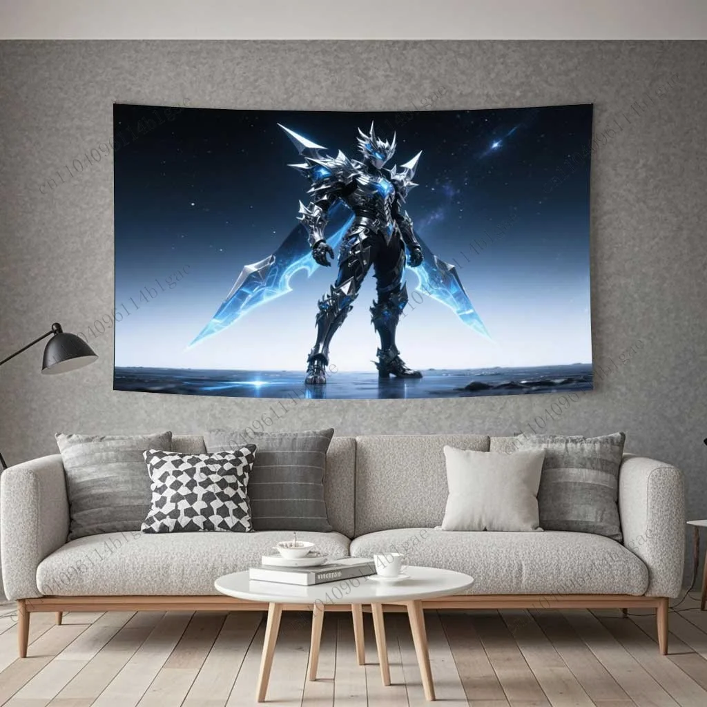 نسيج حائط محارب مدرع مستقبلي مذهل، نسيج غرفة الخيال العلمي لافتة للنظر، ديكور جدار البطل الميكانيكي الدراماتيكي #3