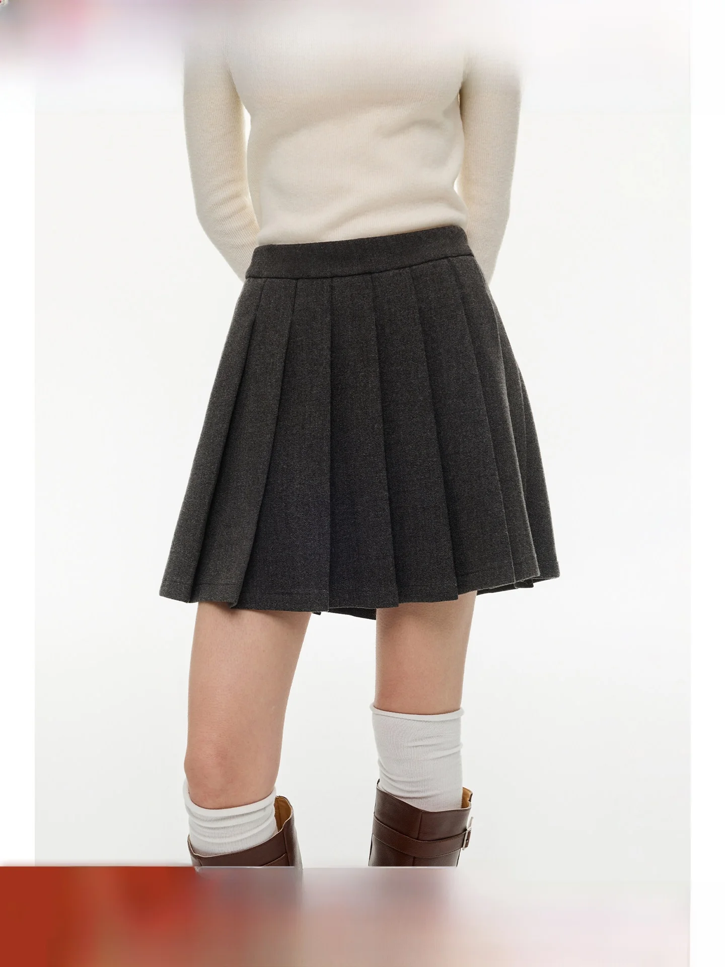 

Юбка А-силуэта с высокой талией для полных женщин, зимняя утепленная шерстяная юбка в клетку, повседневная, для работы, простая, на бретельках