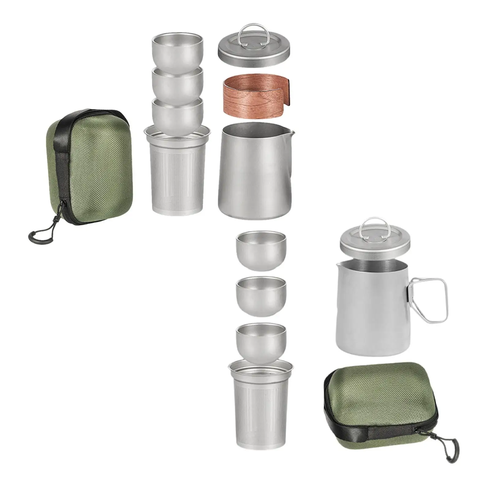 

Titanium Tea Set Tea Maker Portable Multifunction with Storage Bag Tableware
