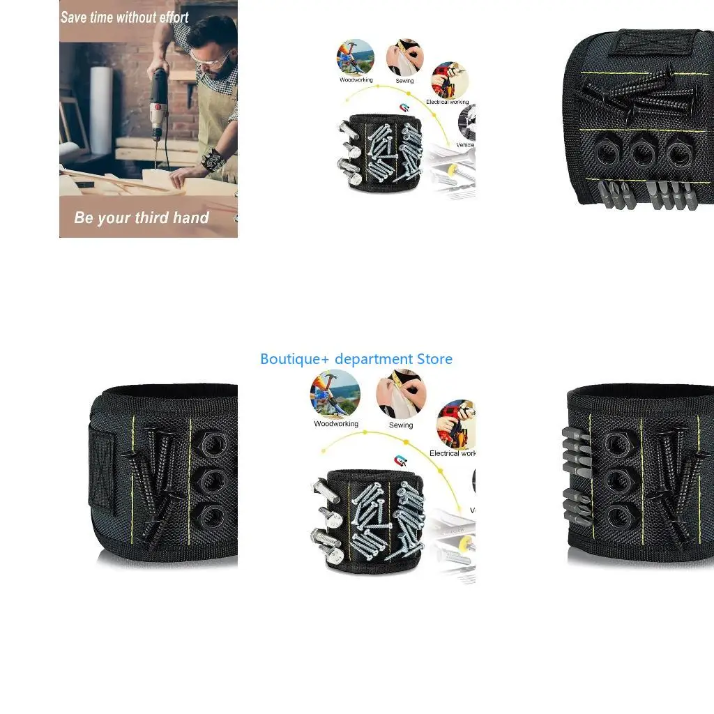 E1PD Wristband for Tool Father Colleague with Magnets Adjustable Size Suitable for Fixing with Screw Nails Wrenches