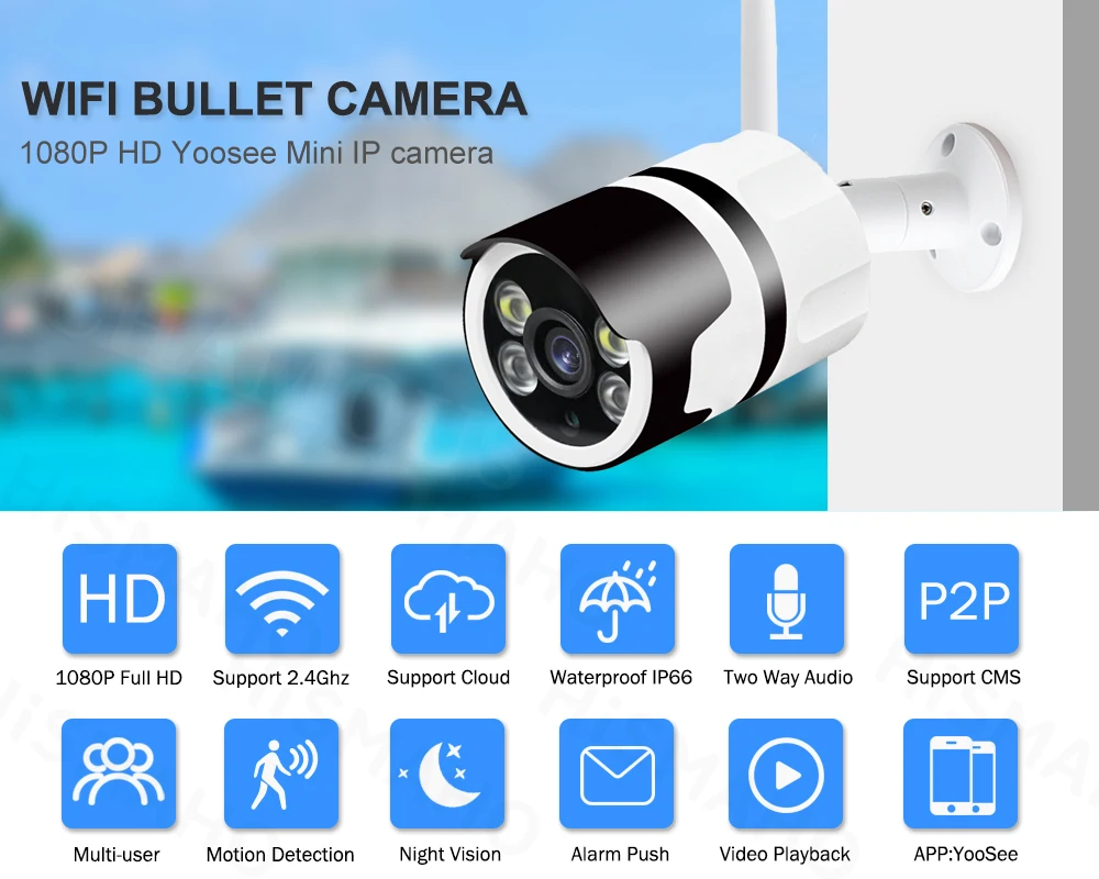 Imagem -03 - Yoosee V380pro ao ar Livre à Prova de Água Câmera Bala ip ir Night Vision Detecção de Movimento Alarme de Segurança em Casa Monitor do Bebê 2mp 1080p