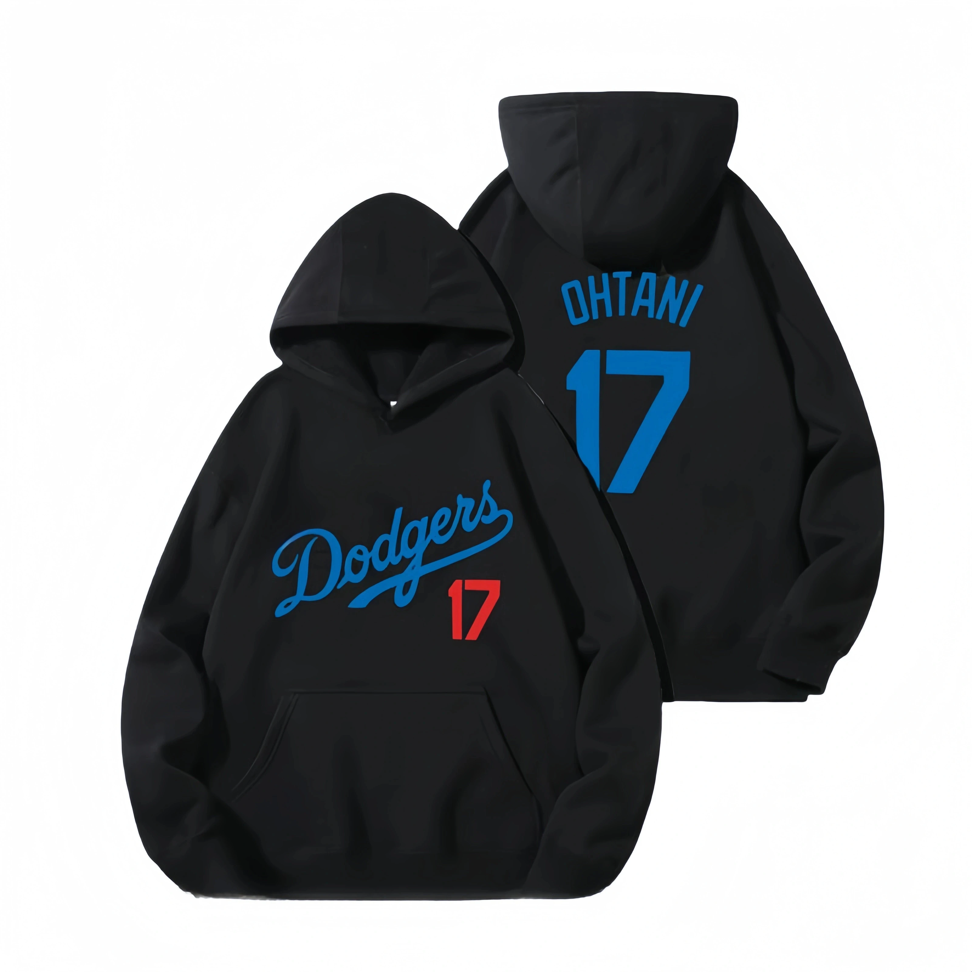 Baseball League Los Angeles Dodgers Hoodie Shohei Ohtani No.17 Hooded Baseball Cotton Hoodie Teen Sports Casual Hoodie Pullover