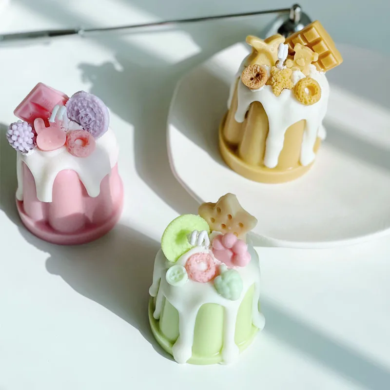 Handmade Cute Dessert Candle Cake Shape Pudding Scented Candle