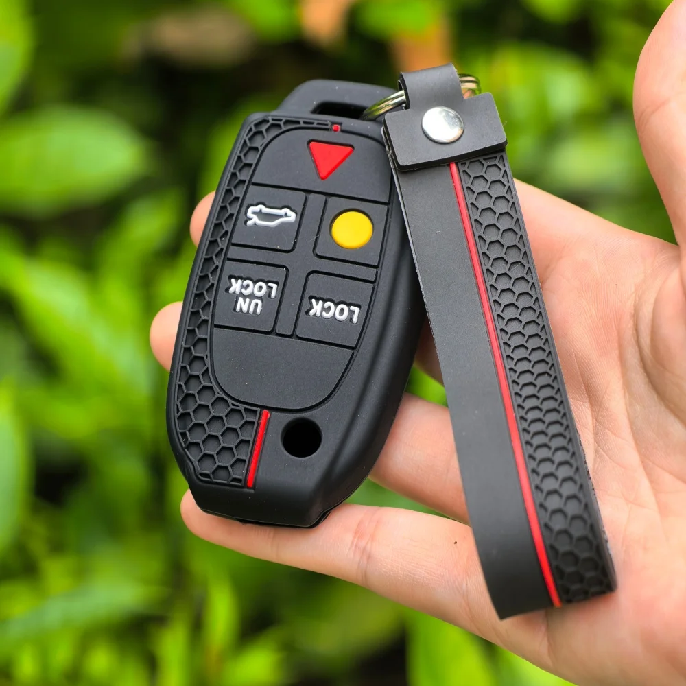 Silicone Car Rremote Key Cover Keychain For VOLVO XC90 S60 S80 XC70 C30 V50 auto accessories