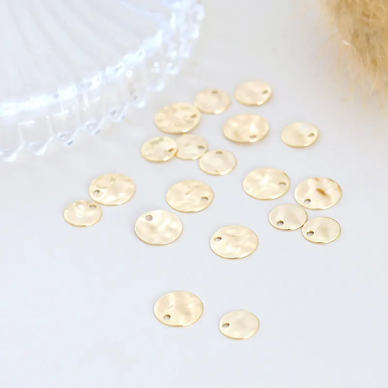 

20PCS 8MM 10MM 24K Gold Color Brass Round Charms Pendants High Quality Diy Jewelry Findings