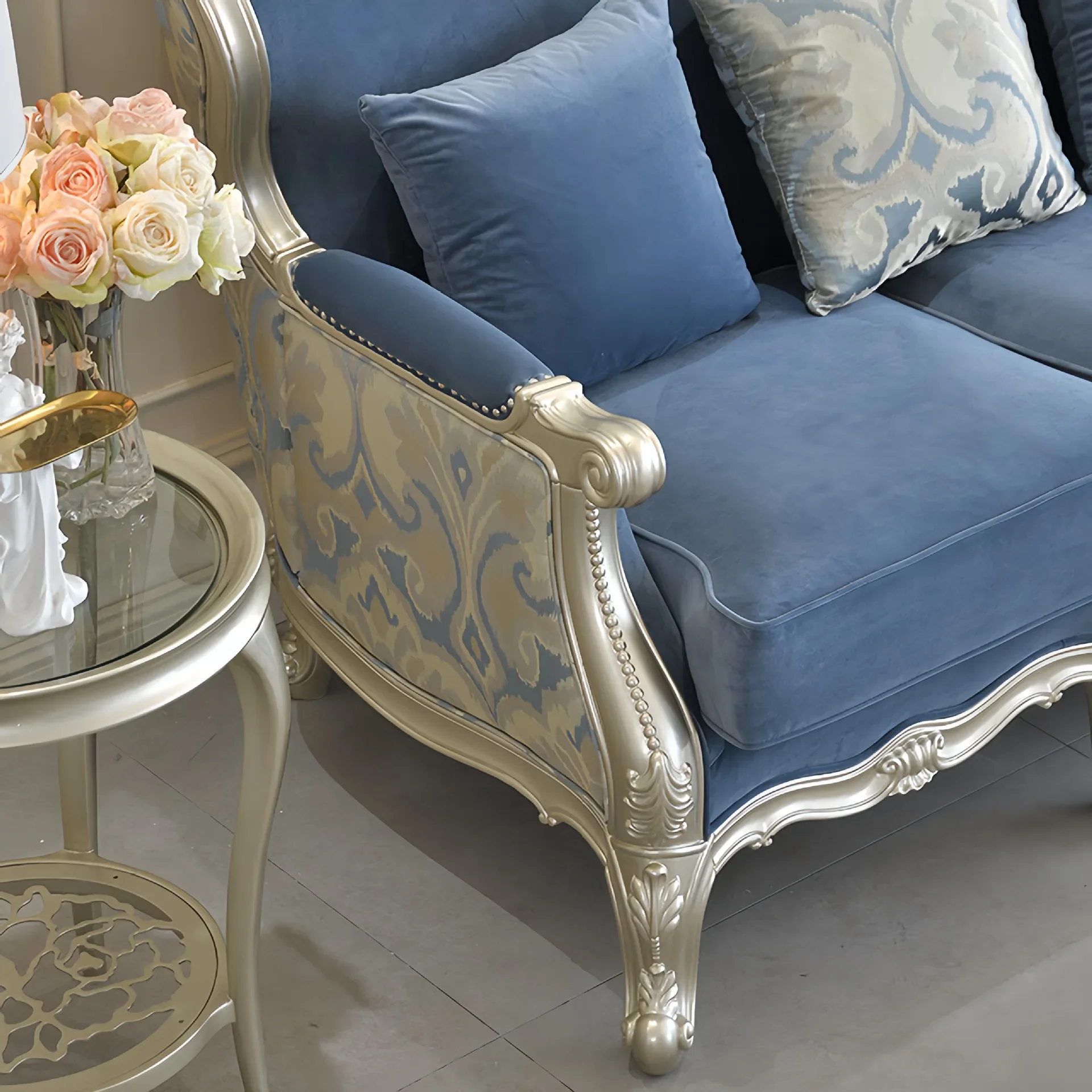 a8 light luxury solid wood carving flower sofa palace villa sofa size apartment high-end soft bag sofa combination