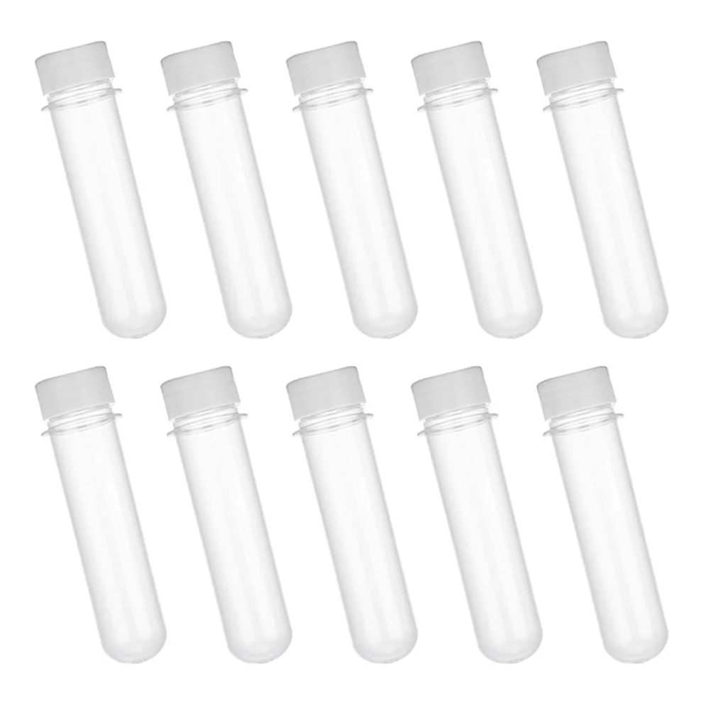 10 Pcs Bottled Clear Candy Storage Tubes Test with Lids Portable Transparent Flask