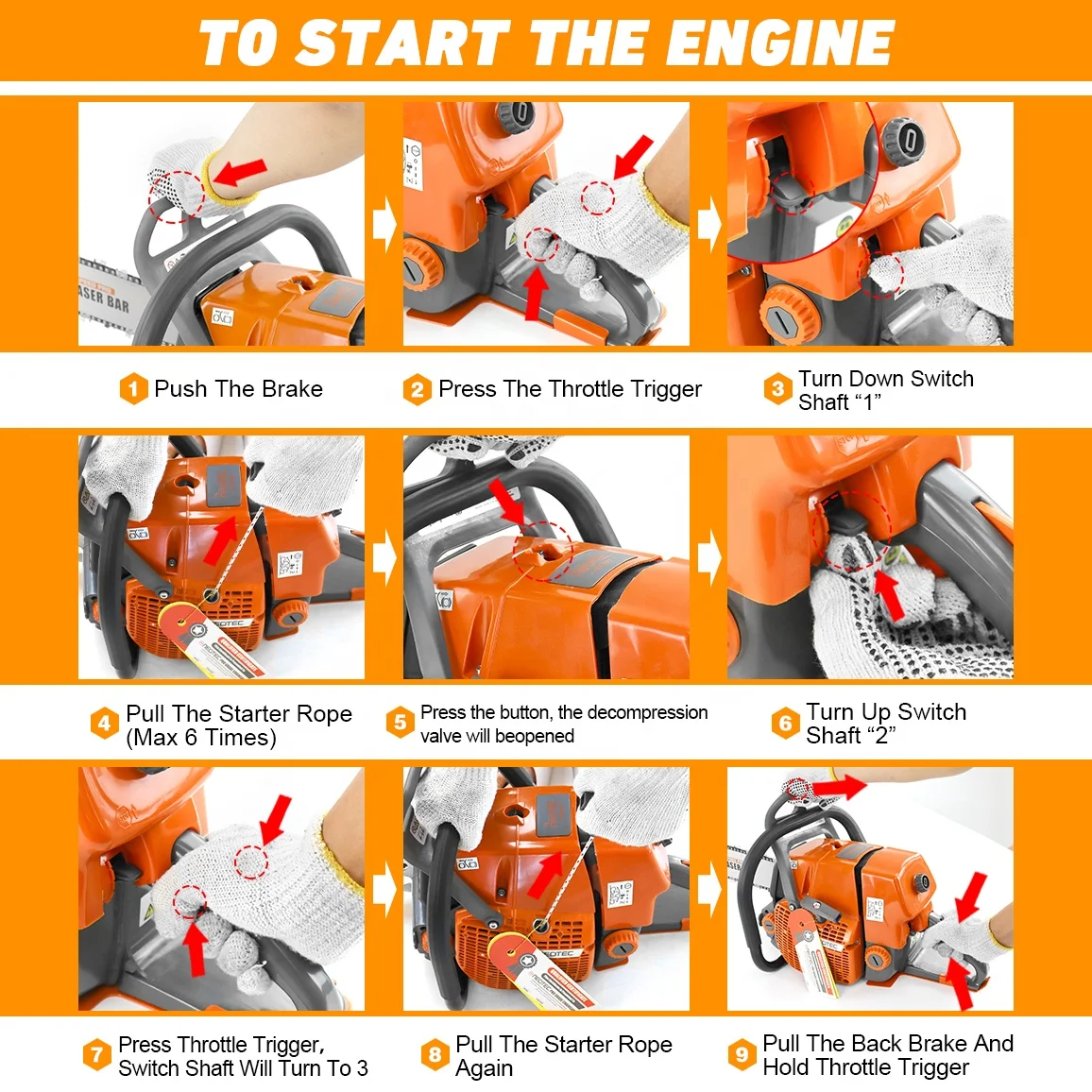 25/45/58/62/92/105cc Petrol Smart Chain Saw Machine Price 12 Inch Gasoline Chainsaw Cutting Wood With Tool Kit