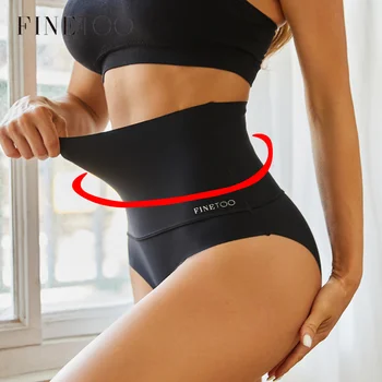 Finetoo mulheres sem costura roupa interior cintura alta emagrecimento calcinha feminina moldar hip levantamento breve confortável barriga controle lingerie
