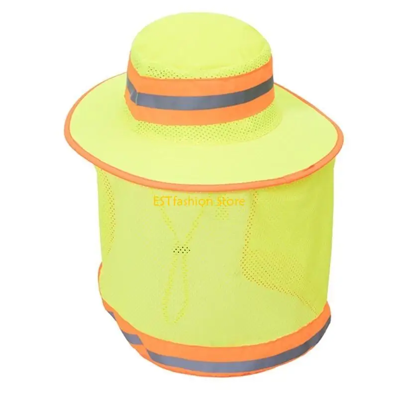 Y5GC High Visibility Ranger Hat Bucket Hat With Neck Flap Reflective Safety Hat