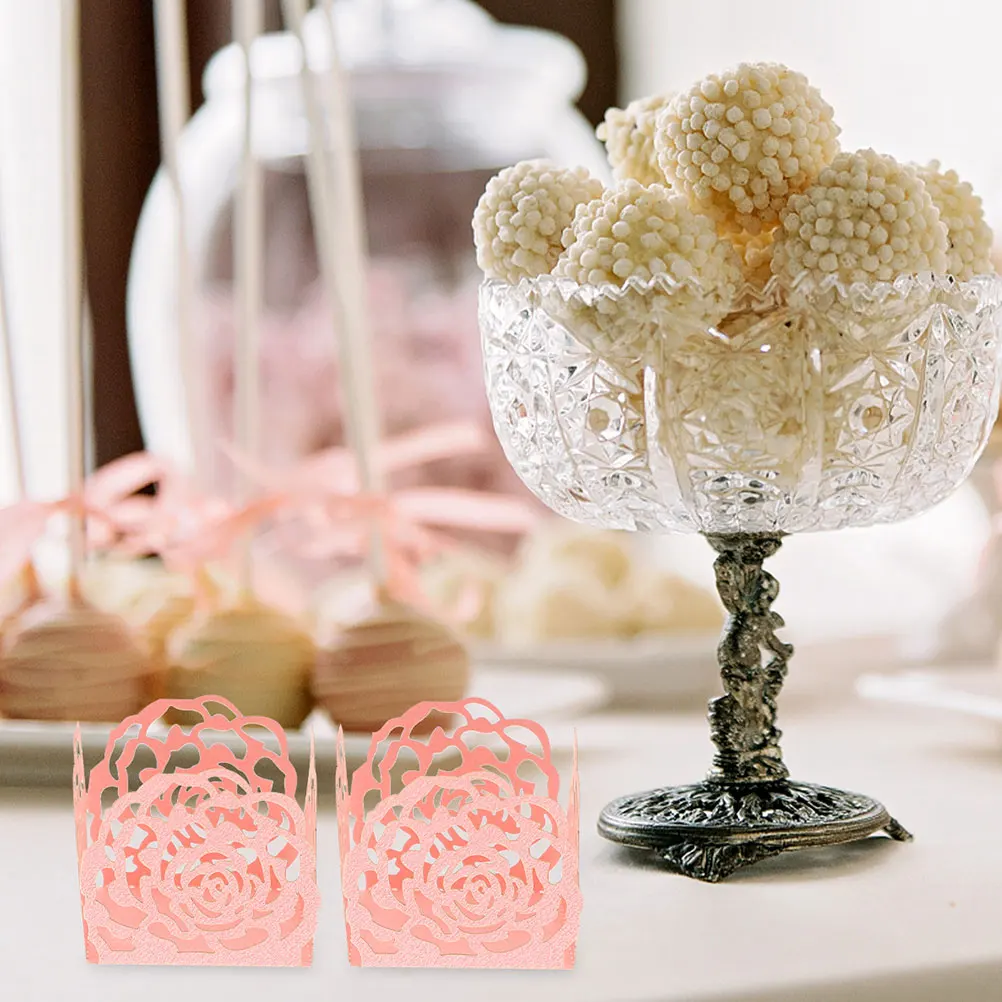 

100 Pcs Chocolate Tray Dessert Paper Wrapper Cups Packaging Storage Creative Hollow Design Unique Shape Party Supply