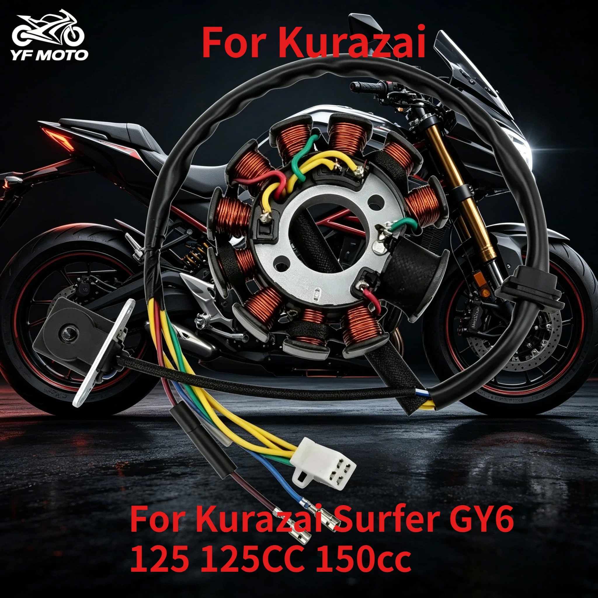 Bobinador de bobina para motocicleta Kurazai GY6 150CC, generador síncrono, estator, motor monocilíndrico, piezas de repuesto para scooter
