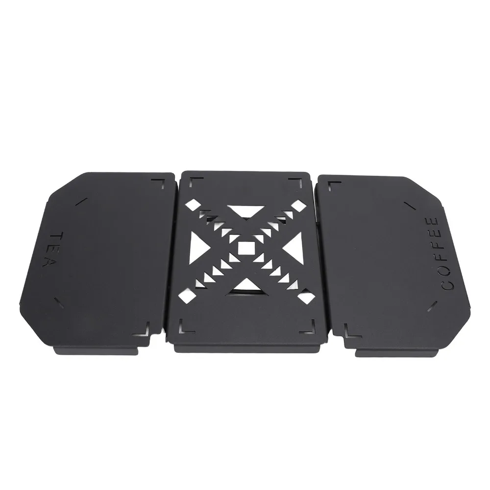 Durable Aluminium Alloy Table Top Hollow Pattern Black Portable Table Top Folding Table Top Outdoor