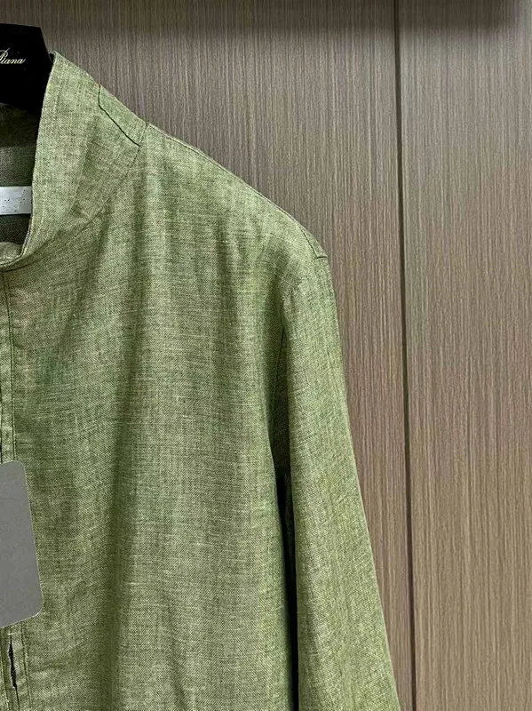 

Italian LP old money style European and American 25 spring and autumn stand-up collar simple casual linen jacket