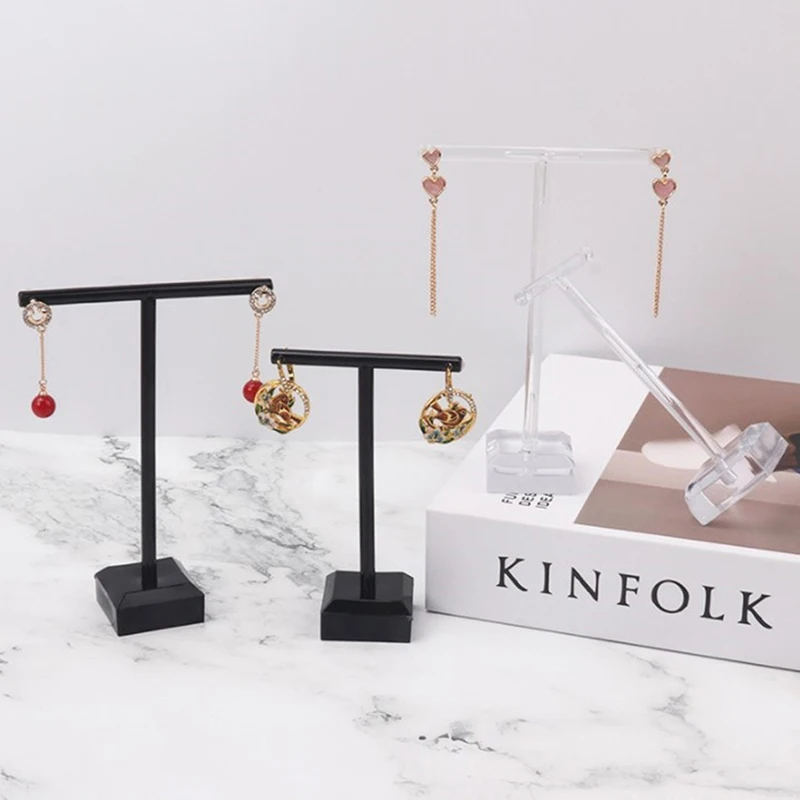 Metal Jewelry Display Stand Black Clear Acrylic Stud Earring Holder Hook Hanger Counter Case Jewelry Organizer Bouches Ornament - view 2