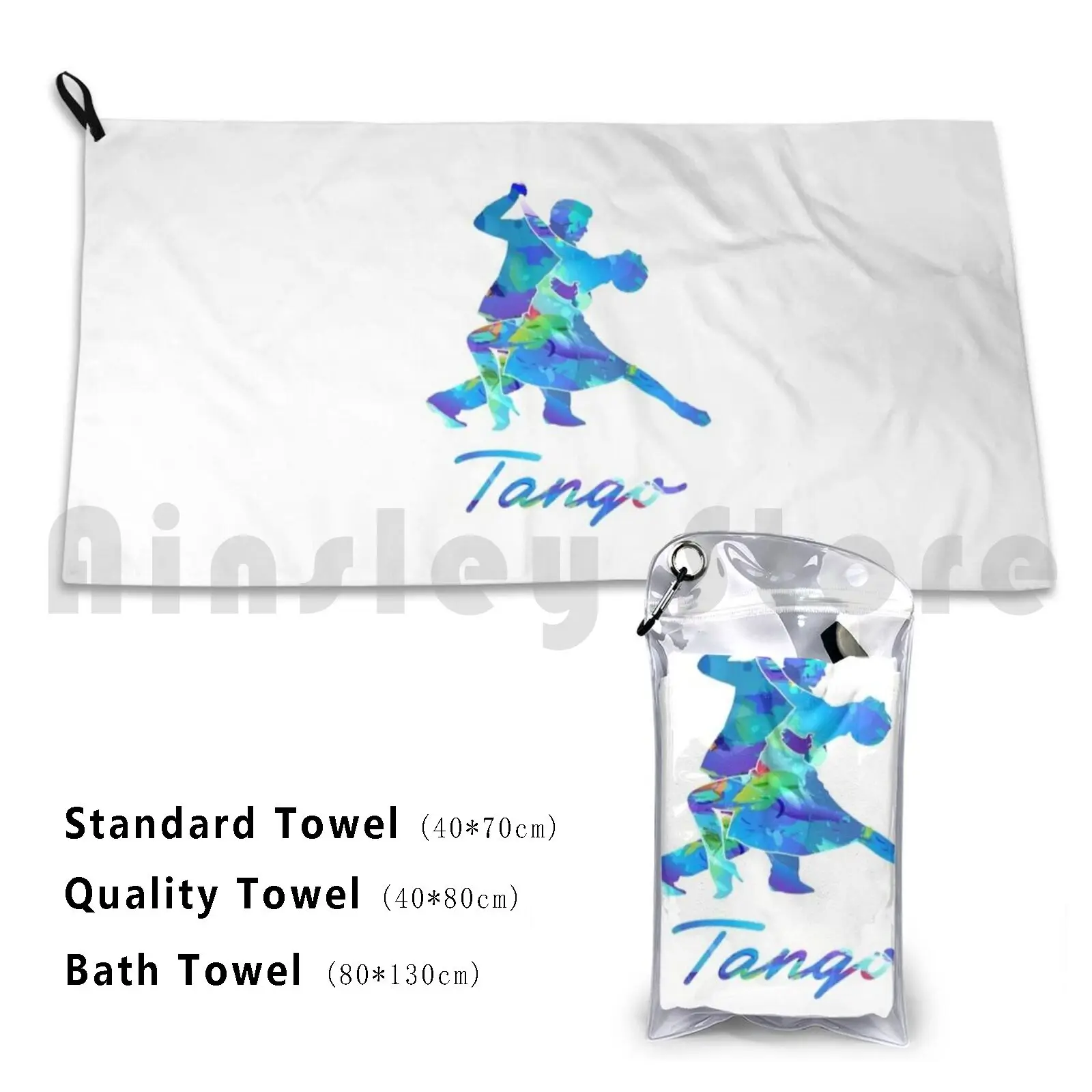 Tango Dancers Colorful Silhouettes Bath Towel Beach Cushion Tango Dancer Dance Passion Sexy Dancing Couple Blue