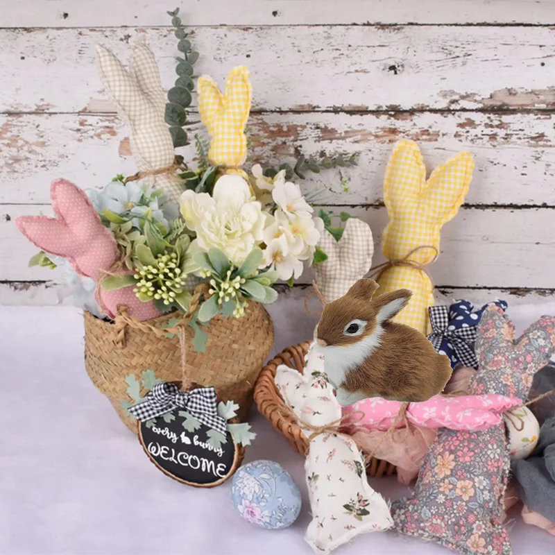 Nieuwe Simulatie Pluche Konijn Speelgoed Konijn Diermodel Kids Gift Schattige Mini Bunny Speelgoed Ornament Beeldje Realistische Harige Dierenpop