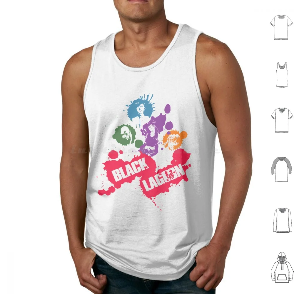 Lagoon Crew Tank Tops Print Cotton Anime Manga Black Lagoon Revy Dutch Benny Roanapur Guns Graffiti Pop Culture Weeb