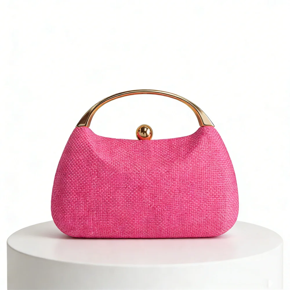 

Красная сумочка-клатч с металлической ручкой, плетеная, для вечеринок, на плечо, кроссбоди, в стиле знаменитостей