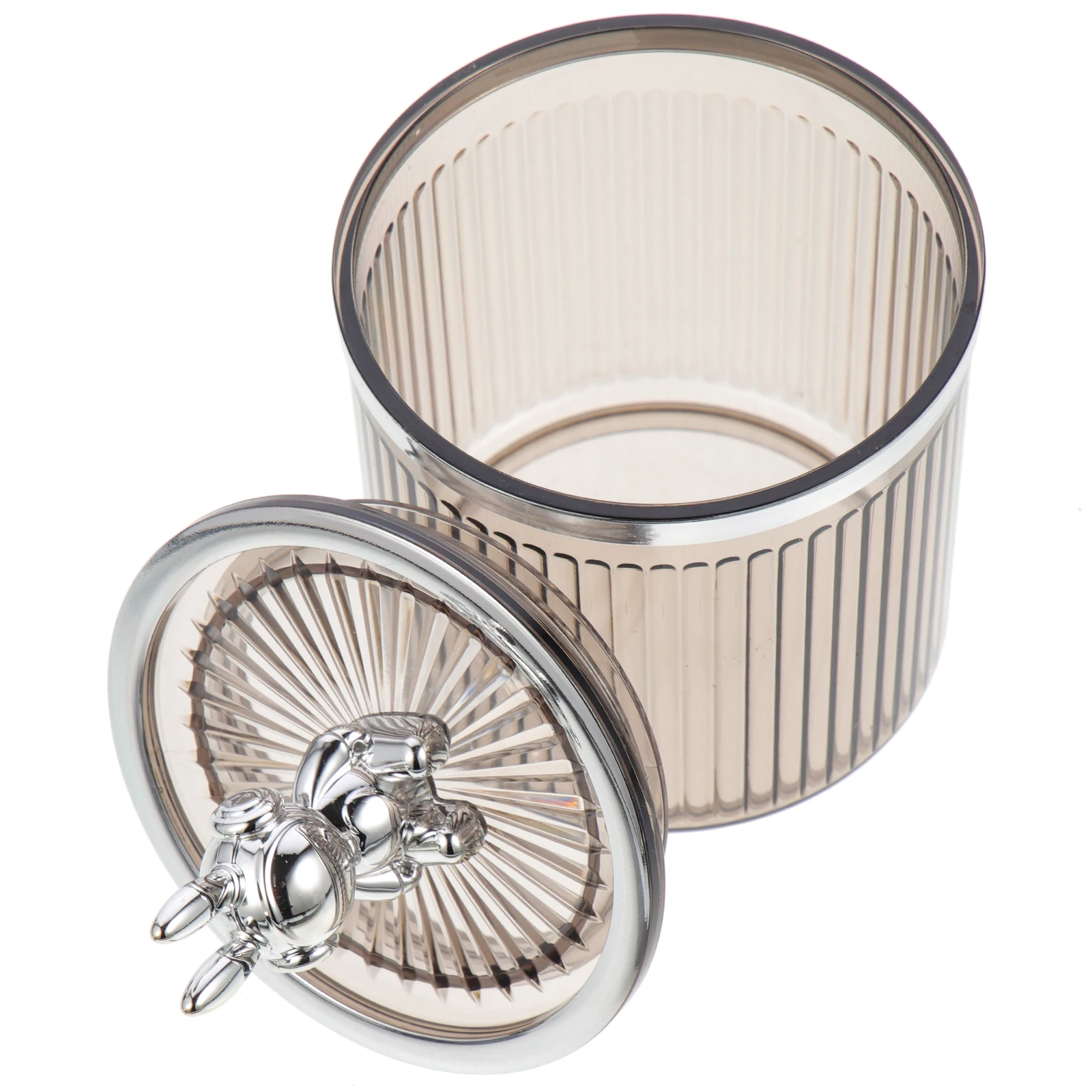 

Space Rabbit Acrylic Storage Jar Transparent Container Small Items Holder Clear Desk Organizer Cotton Swab Round Canister