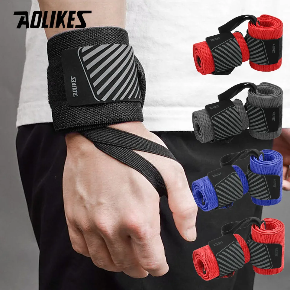 AOLIKES 1 Pair Wristband Wrist Support Brace Straps Extra Strength Weight Lifting Wrist Wraps Bandage Fitness Gym Training