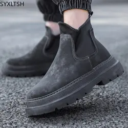 Ankle Boots for Men Stivali Casuales Casual Sneaker Black Shoes Werkschoenen Men Casual Shoes Platform Boots Zapatillas Hombre