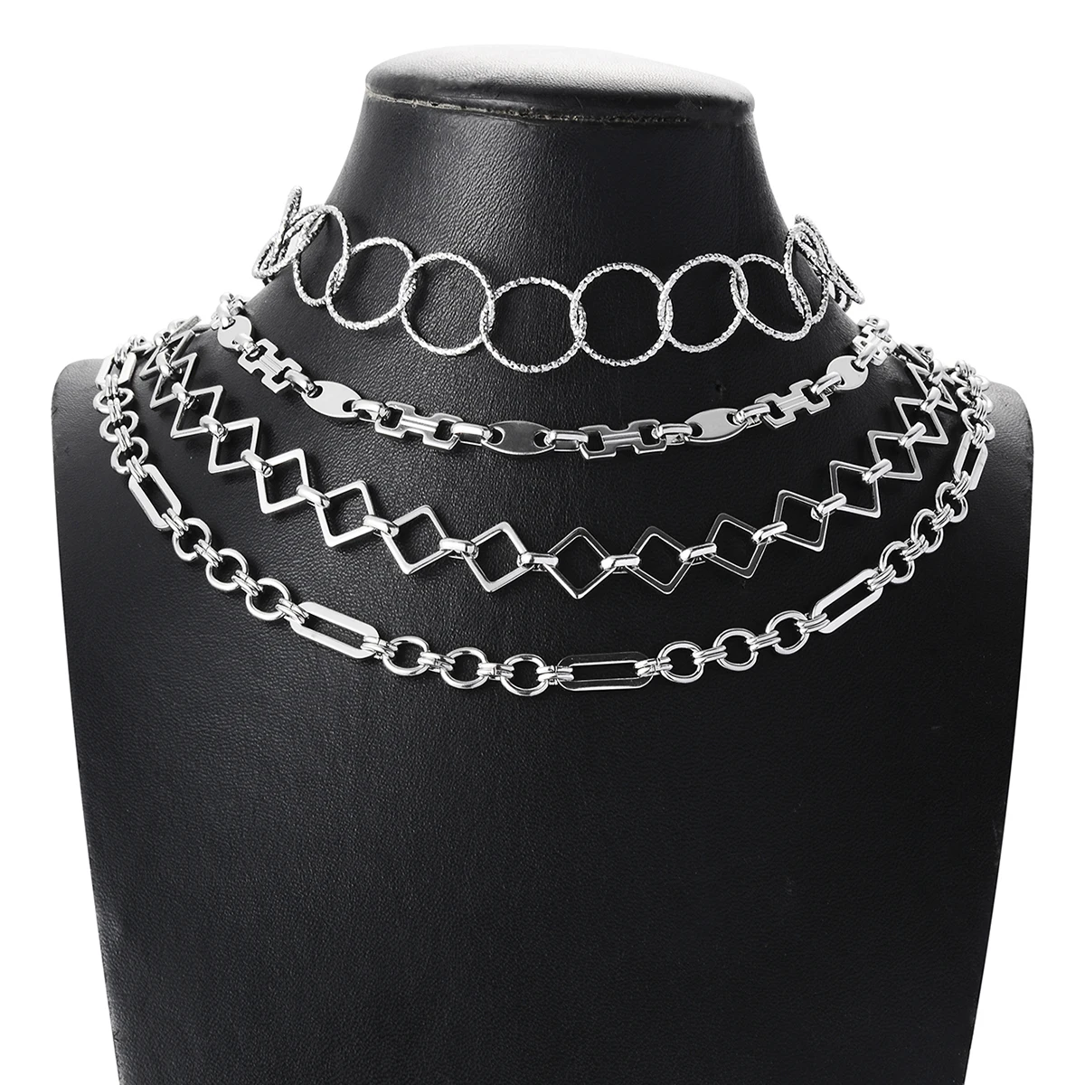 Punk Großes Edelstahl Handgefertigtes Gliederketten-Armband-Halsketten-Set für Damen und Herren, Allergiefrei, Einzigartiges Schmuckgeschenk – Detail 3