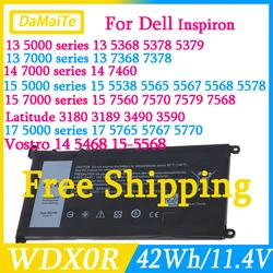 WDX0R 42Wh For DELL WDXOR Battery Inspiron 13 5368 5378 7368 14 7460 7472 5468 15  5538 5567 5568 5378 7368 17 5765 3189 Laptop