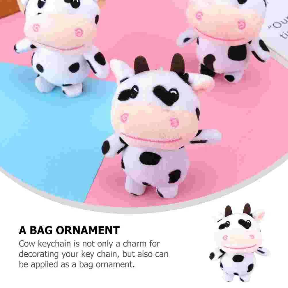 Couples Gifts Stuffed Animal Keychain Cartoon Plush Cow Pendant Key Chain Wallet Key Ring Decoration Handbag Pendant