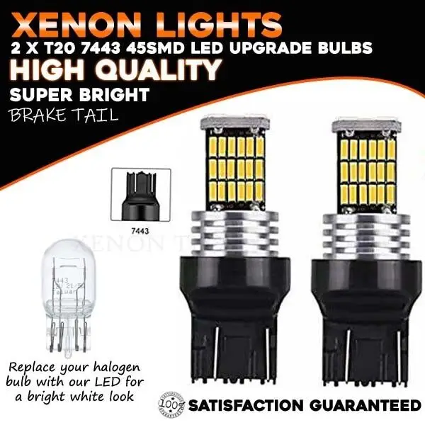 2x  T20 580 Side Light DRL Xenon Super White W21/5w Dual Filament 7443 Hid 12v Bulbs