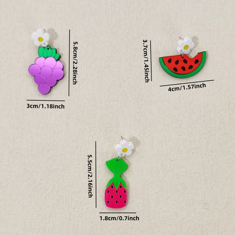 KUGUYS Funky Jewelry Fruit Drop Earrings for Women Casual Acrylic Watermelon Orange Accessories