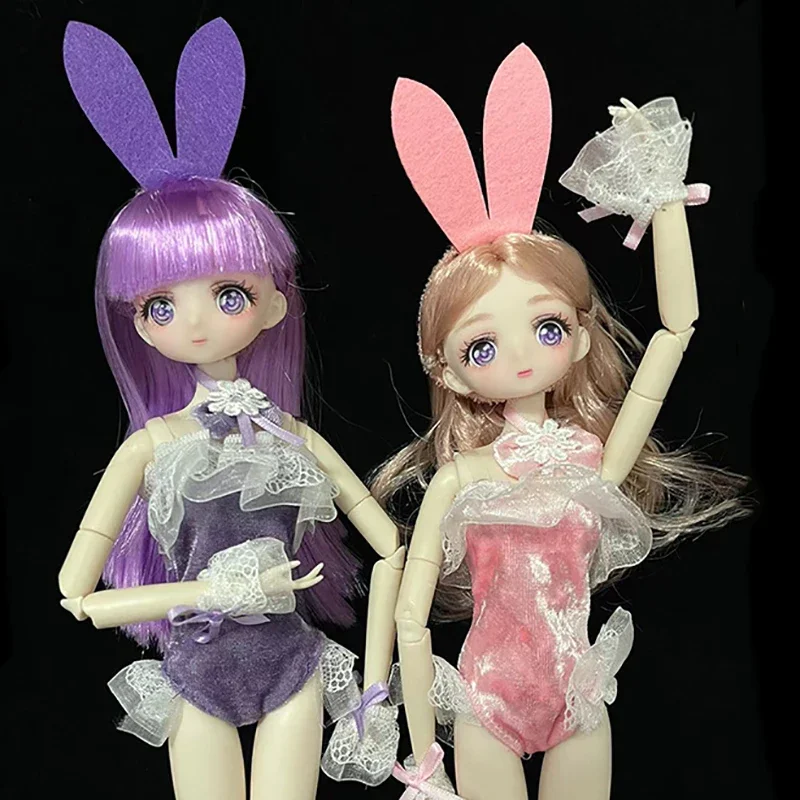 

1pc Fashion Cute Rabbit Suit 30cm Doll Princess Doll 28 Joint Moveable Kids Girls Doll Toy Gift