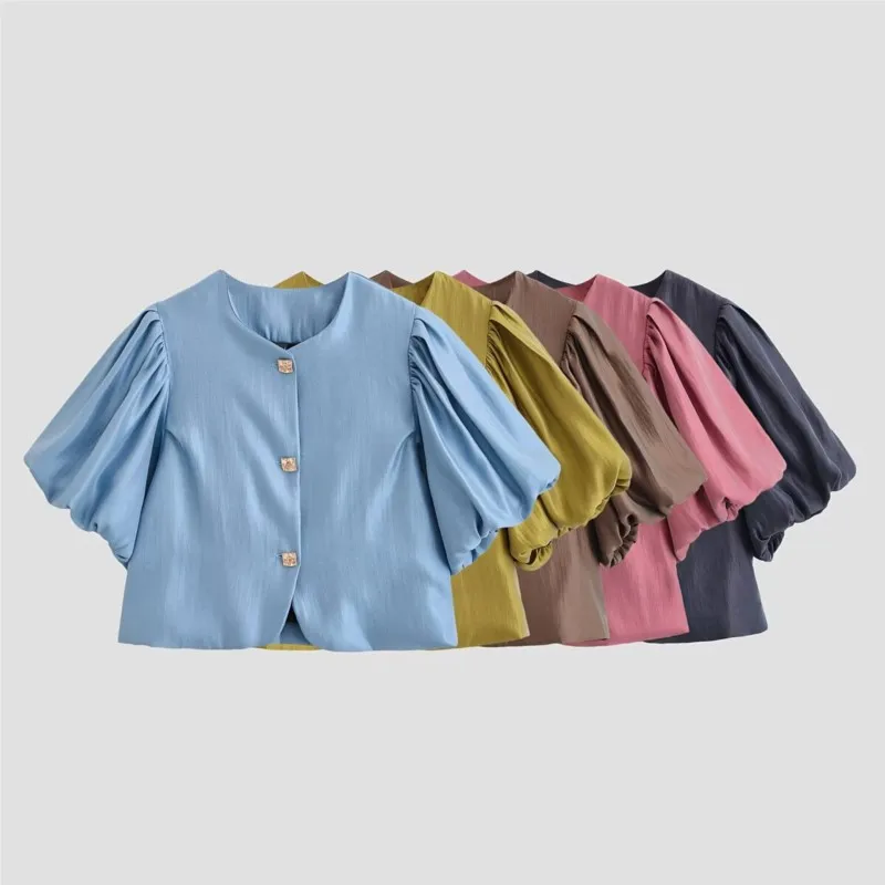 

Women's Satin Shirt New 2026 Spring Summer Casual Button Short Sleeve Solid Women Short Tops Female Simple Shirts & Blouses