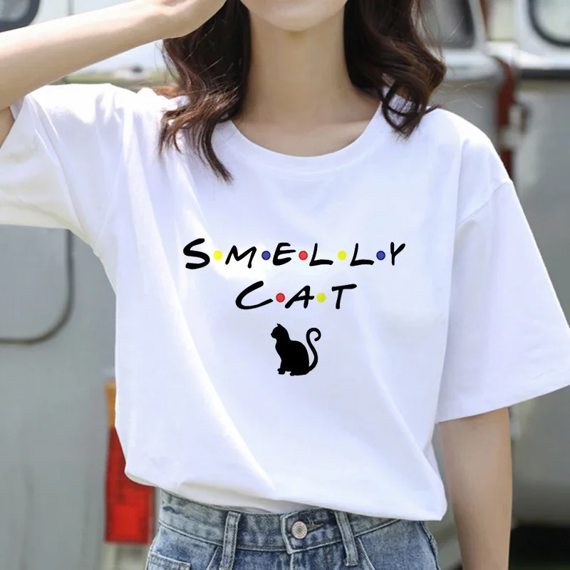 Short Sleeve Print Clothing Women's T-Shirt Camiseta De Manga Corta Para Mujer Ropa Blanca Con Estampado De Letras Friend Top