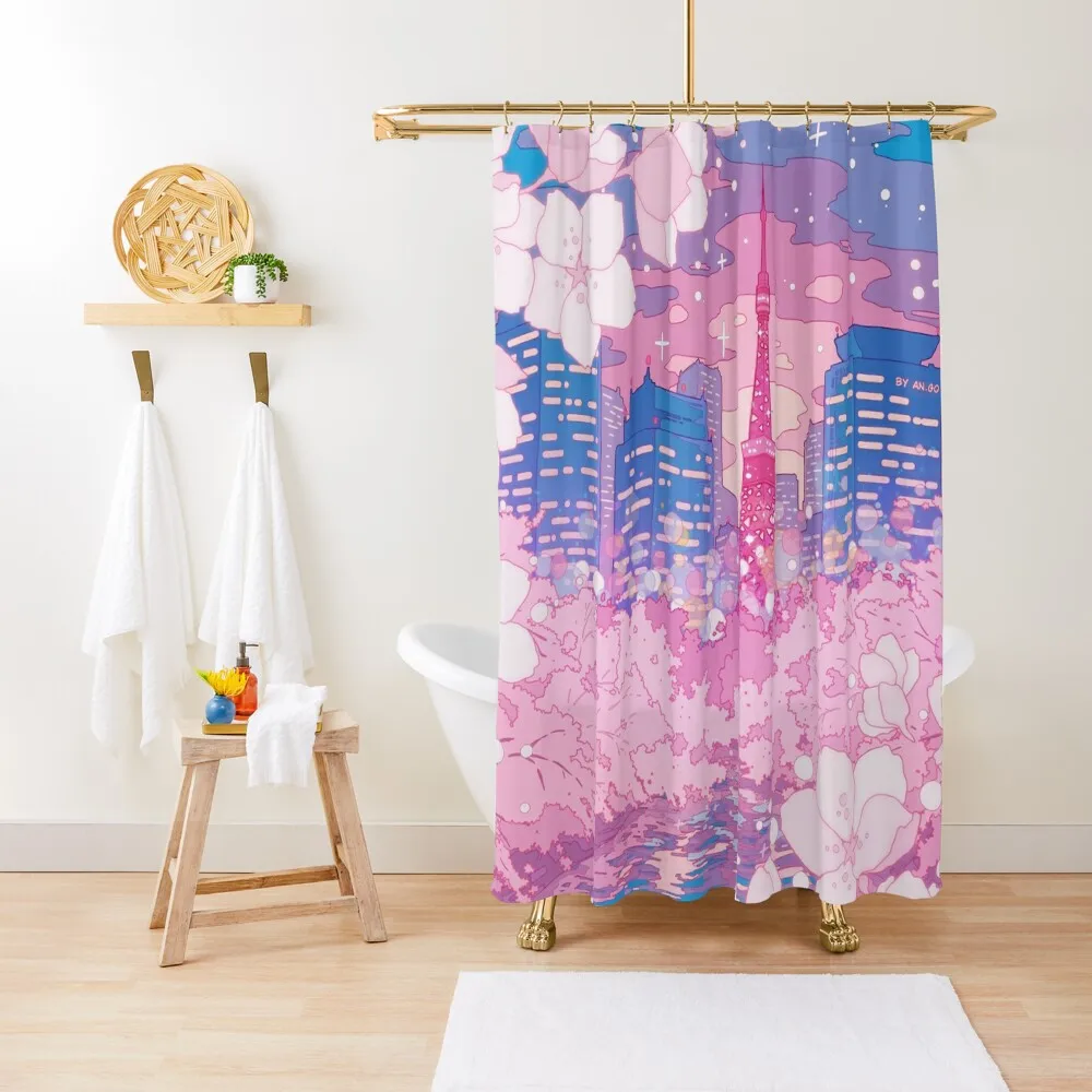 

The evening Tokyo lake view Shower Curtain Shower Set Waterproof Shower And Anti-Mold Curtain